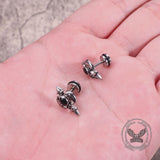 Punk Devil Wings Cross Stainless Steel Stud Earrings
