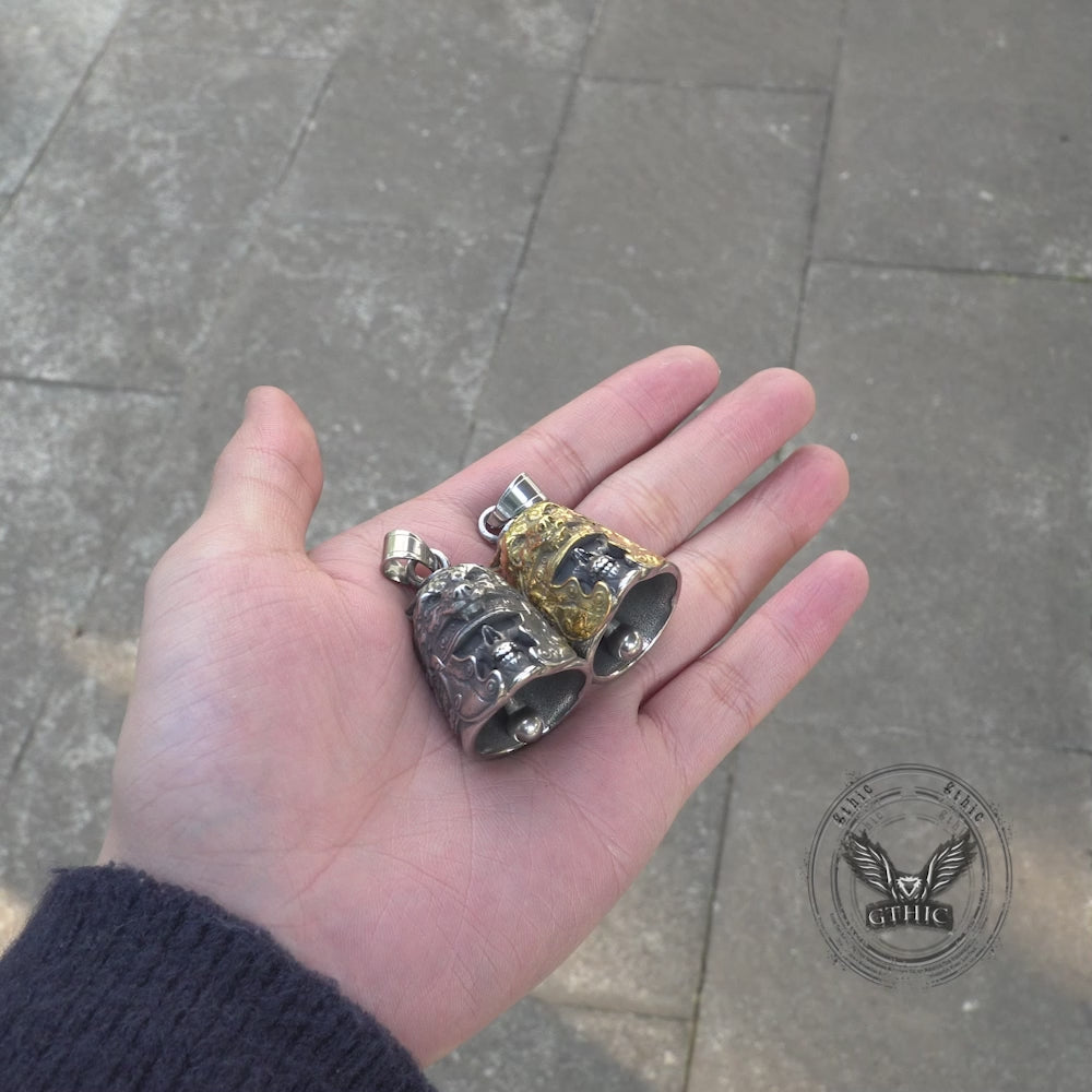Gothic Skull Wolf Helmet Stainless Steel Bell Pendant