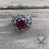 Gothic Floral Pattern Zircon-set Sterling Silver Ring