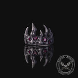 Punk Skull Claw Crown Zircon Sterling Silver Ring