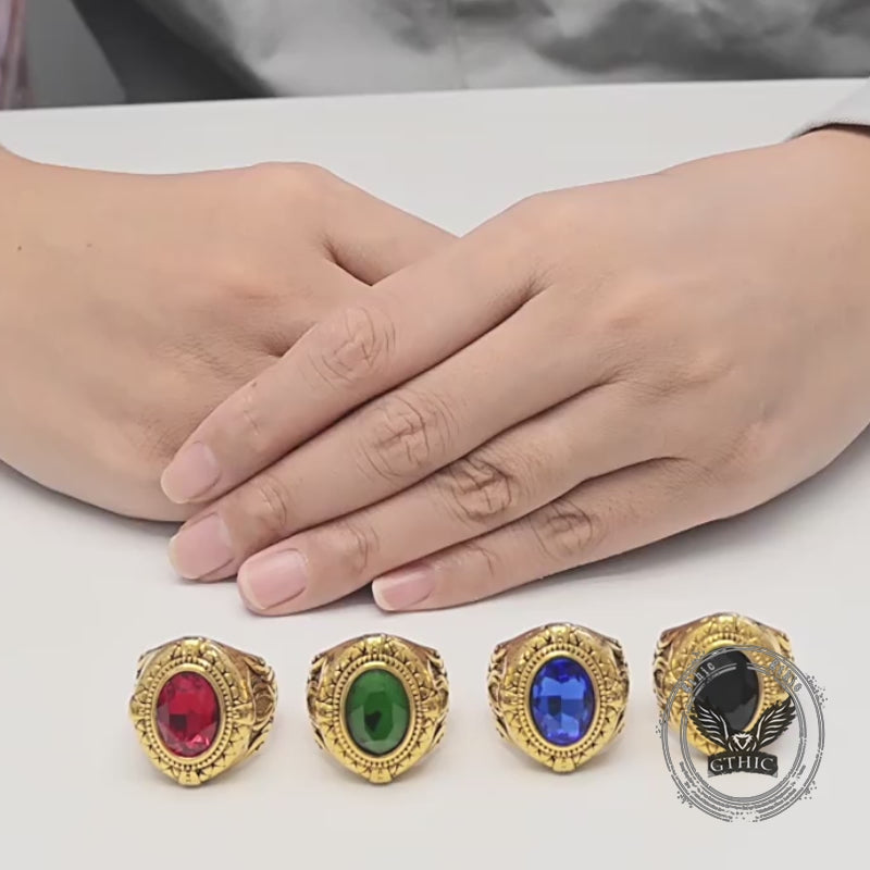 Vintage Zulfikar Sword Pattern Stainless Steel Gem Ring