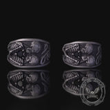 Till Death Do Us Part Skull Gem Sterling Silver Couple Ring