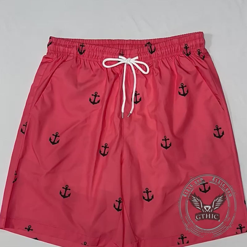 Casual Anchor Print Quick Dry Double Layer Beach Shorts