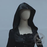Gothic Medieval Hooded Satin Witch Cosplay Dress