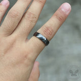 Diamond Faceted Engagement Ceramic Ring
