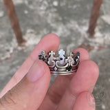 Gothic Roman Gemstone Crown Sterling Silver Ring