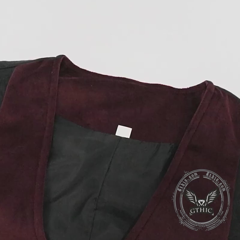 Medieval Retro Red And Black Waistcoat Costume