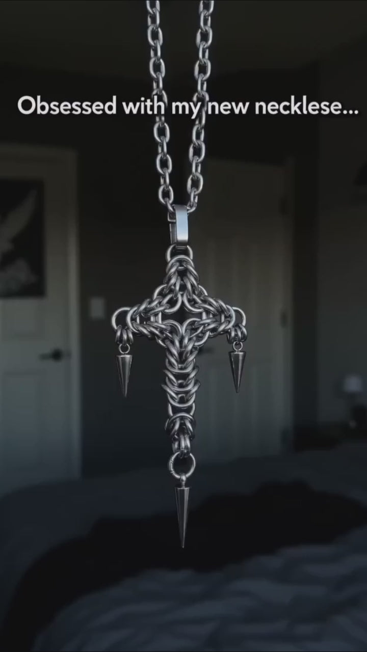Gothic Woven Cross Stainless Steel Pendant
