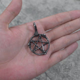 Skeleton Hand and Circle Pentagram Stainless Steel Pendant