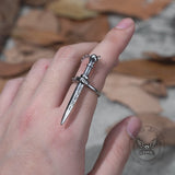 Gothic Sword Hollow Rope Stainless Steel Ring Set