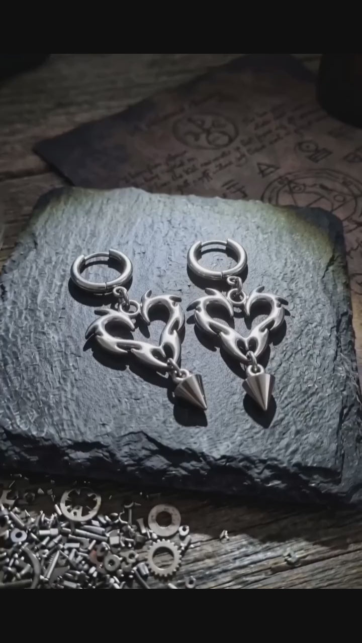 Gothic Flame Spike Stainless Steel Punk Earrings