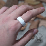Anillo de banda de cerámica blanca simple de 8 mm