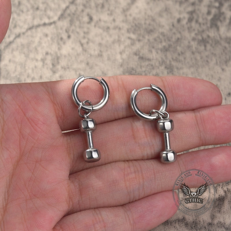 Simple Dumbbell Stainless Steel Drop Earrings