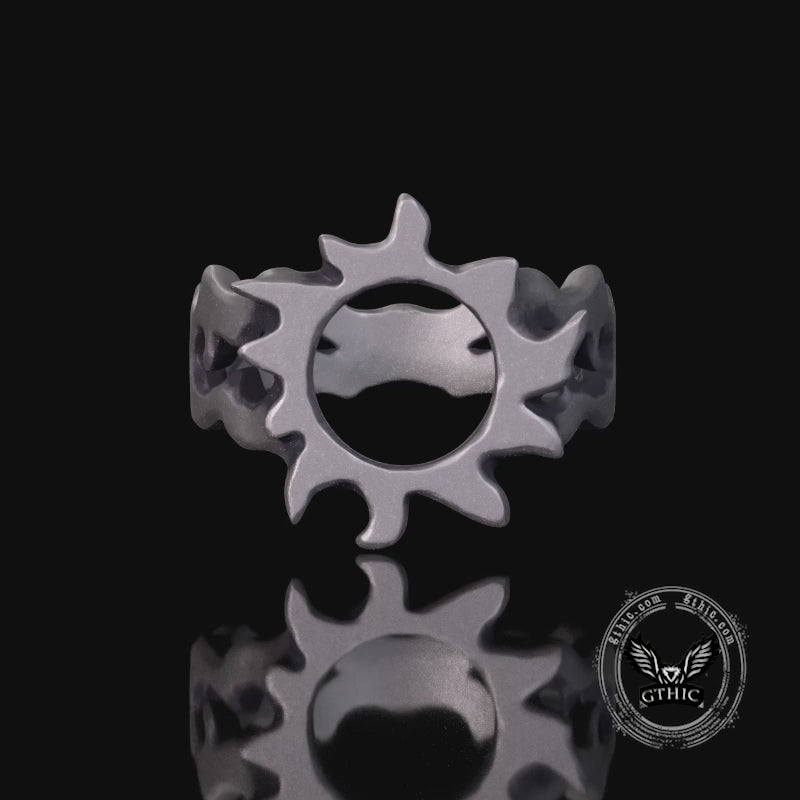 Minimalist Hollow Sun Moon Star Sterling Silver Ring