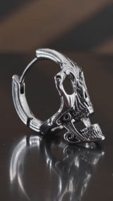 Punk Street-Style Stainless Steel Skull Hoop Earrings
