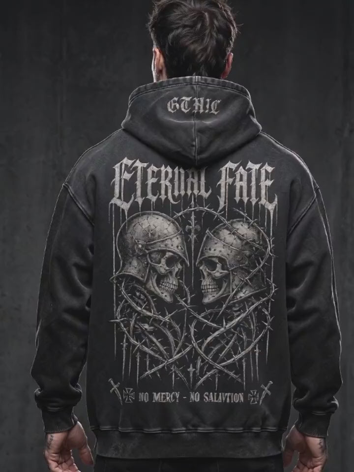 Eternal Fate Knight Skull Thorn Vintage Washed Hoodie