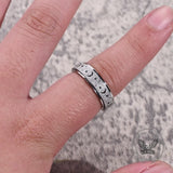 Frosted Hollow Star Moon Stainless Steel Spinner Ring