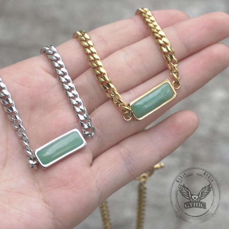 Cuban Link Aventurine Stainless Steel Necklace