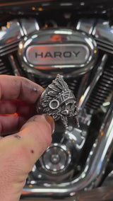 Vintage Tribal Chief Stainless Steel Skull Ring