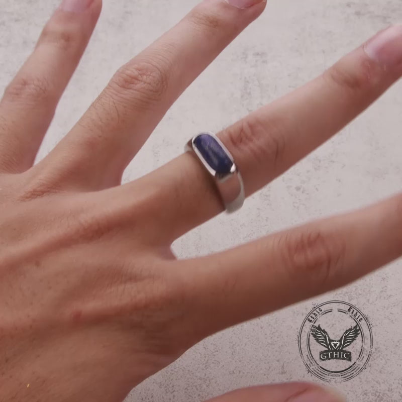 Fashion Oval Lapis Lazuli Stainless Steel Ring
