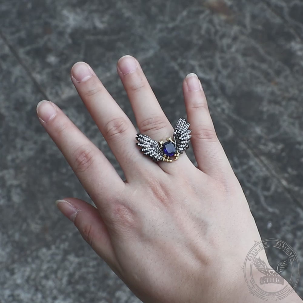 Black Devil Wings Brass Gothic Ring