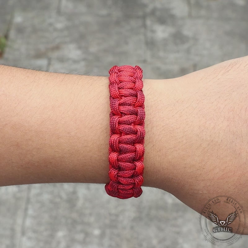 Red Thor’s Hammer Valknut Stainless Steel Paracord Bracelet