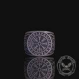 Viking Runes Compass Celtic Knot Sterling Silver Ring