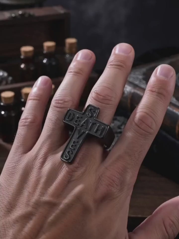 Gothic Death Saves Cross Stainless Steel Ring