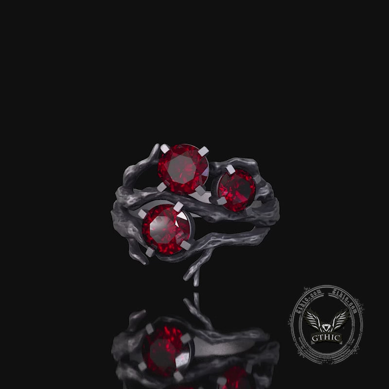 Withered Branch Zircon Sterling Silver Ring  | Gthic.com