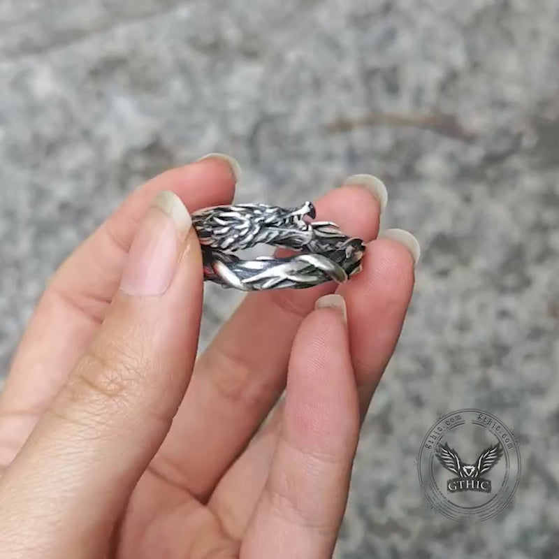 Domineering Hovering Dragon Sterling Silver Ring