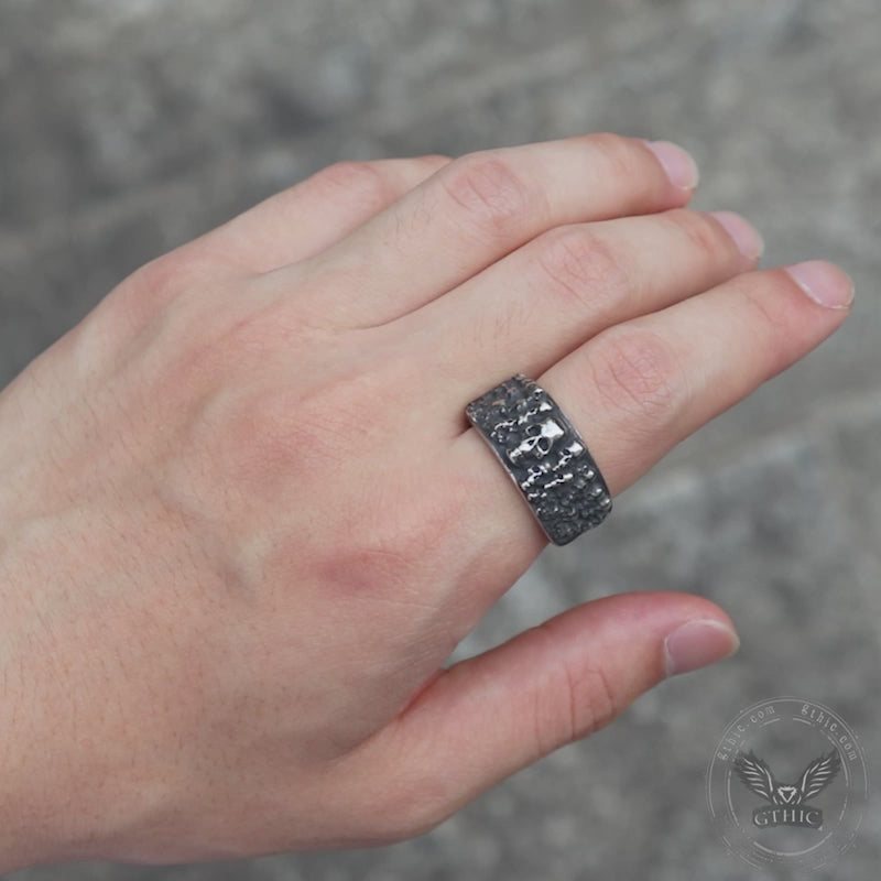 Catacombs Skulls Stainless Steel Biker Ring