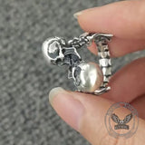 Gothic Love Kiss Sterling Silver Skull Ring