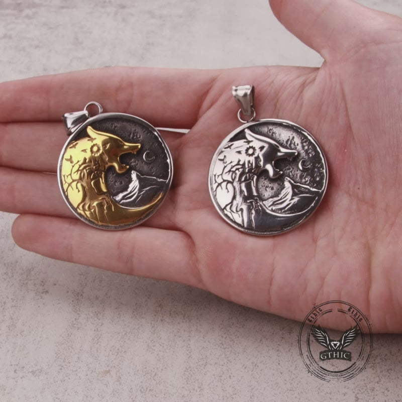 Vintage Viking Roaring Wolf Head Stainless Steel Pendant