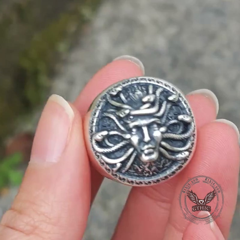 Greek Gorgon Medusa Sterling Silver Ring