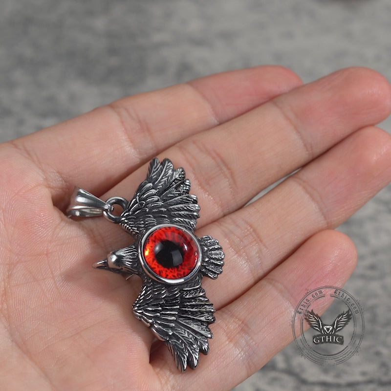 Vintage Falcon Wings Devil Eye Stainless Steel Pendant