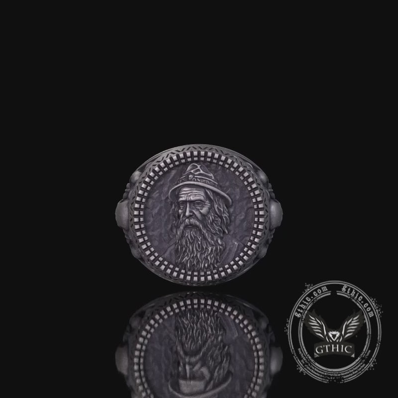 Odin Skull Feather Gothic Sterling Silver Ring