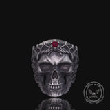 Gothic Octopus Gem Crown Skull Sterling Silver Ring