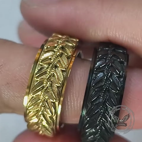 Vintage Wheat Ear Stainless Steel Spinner Ring