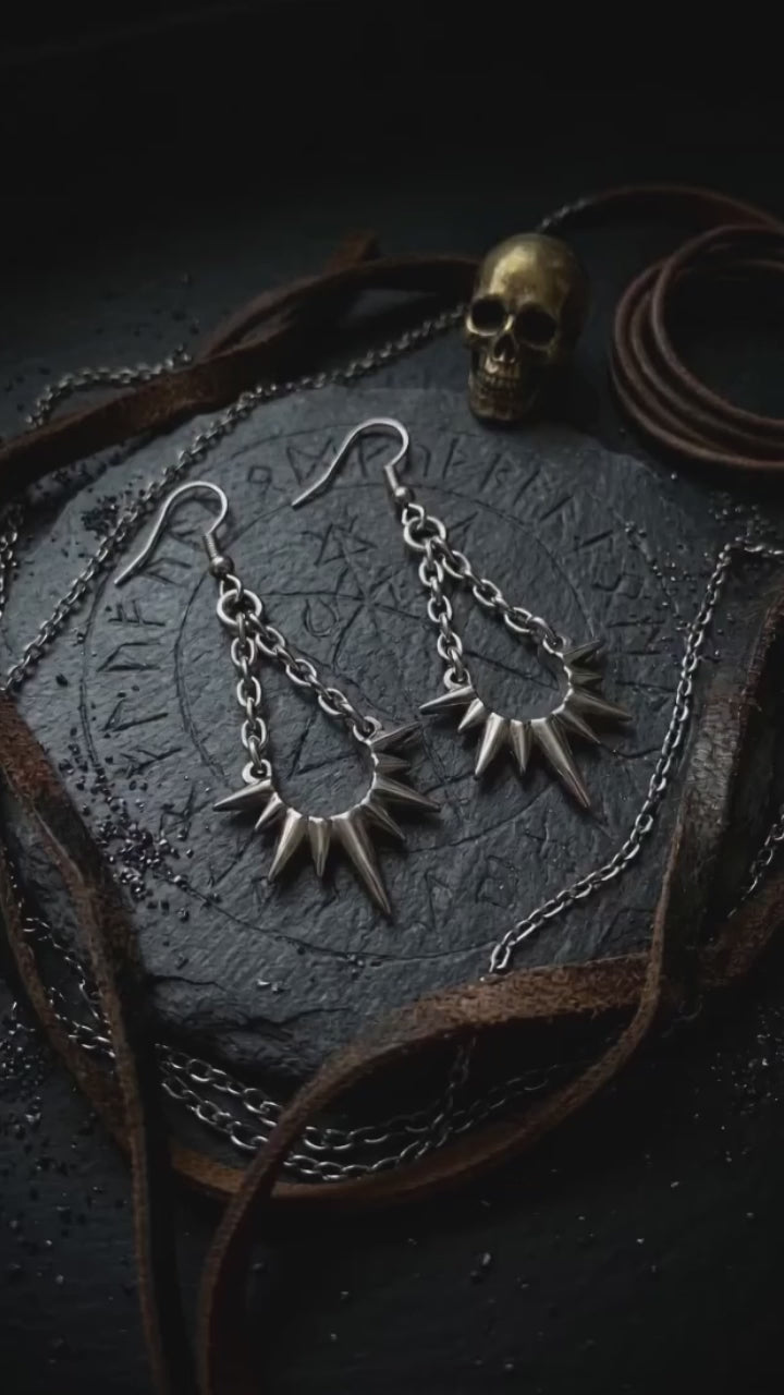 Punk Thorn Chain Stainless Steel Drop Earrings