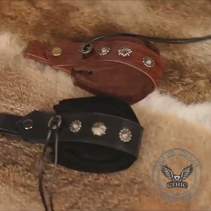 Medieval Retro Floral Rivets Drawstring Waist Bag