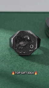 Athena Owl Stainless Steel Vintage Signet Ring