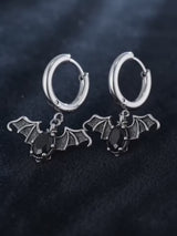 Vintage Bat Diamond-Set Stainless Steel Earrings