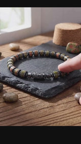 Bohemian Natural Stone Alloy Spacer Elastic Bead Bracelet