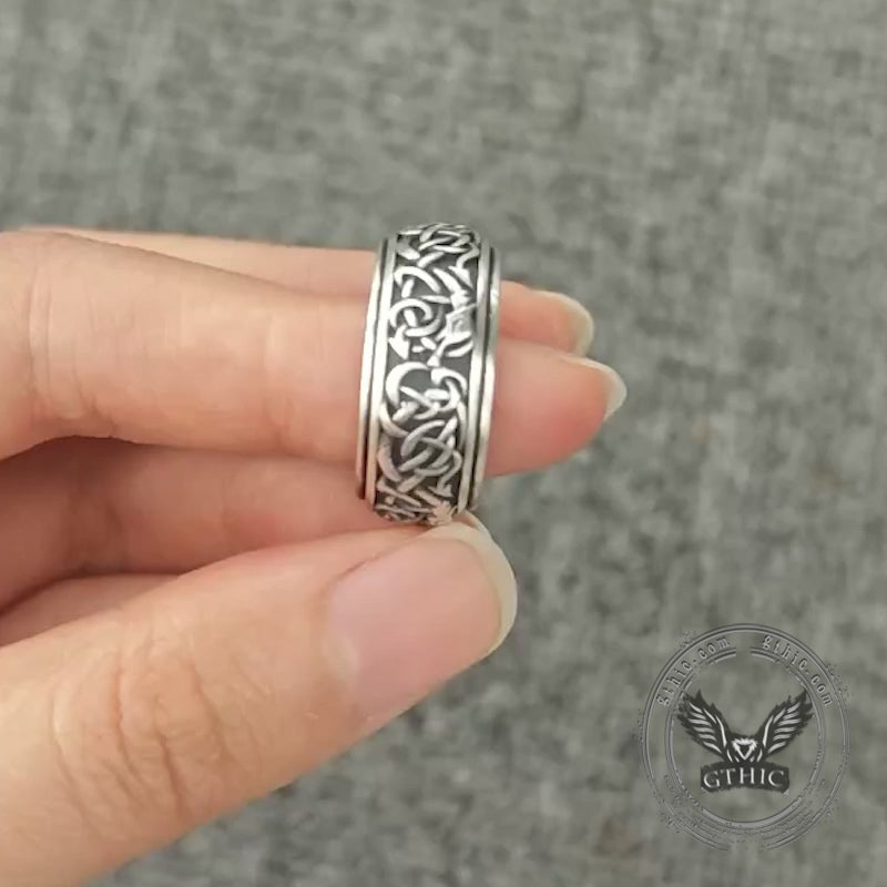 Nordic Dragon Sterling Silver Viking Spinner Ring