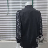 Versatile Distinctive Lace Paneling Long-Sleeve Shirt