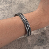 Angel Feather Gem Stainless Steel Open Bracelet