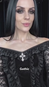 Off-Shoulder Flared Sleeves Slim-Fit Gothic Lace Top