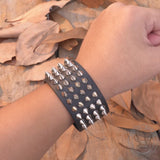 4 Rows of Rivets Leather Bracelet