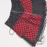 Minifalda con flecos de encaje irregular de telaraña negra