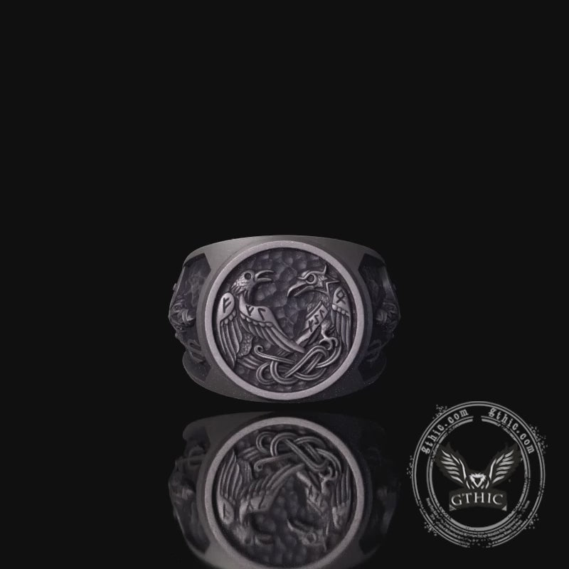 Viking Raven Sterling Silver Norse Warrior Ring